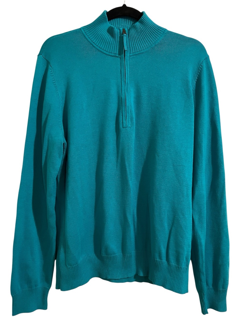 Foxcroft Teal Half-Zip Turtleneck Pullover Supima Cotton Knit Sweater XL